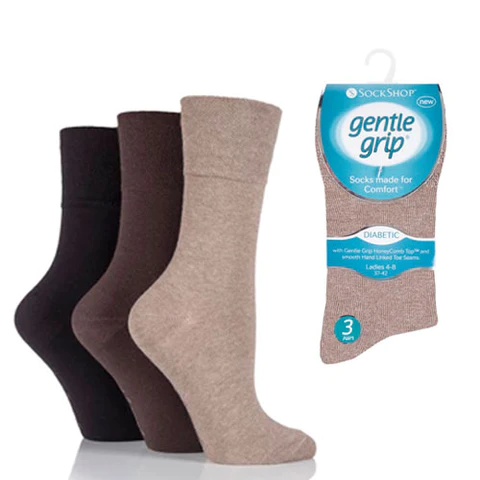 3 Pack Gentle Grip Black Dot Socks